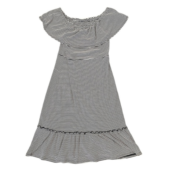 Michael Kors Ribbed Off the Shoulder Midi Dress, Navy Stripe, Size L - Picture 5 of 7